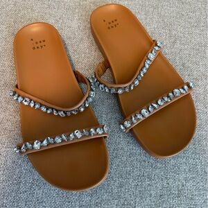 A New Day Women's Brown Sandals with Silver Embellishments size 7